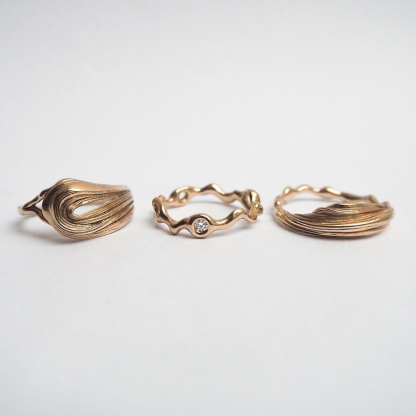 Three rings made by AKVA Jewellery